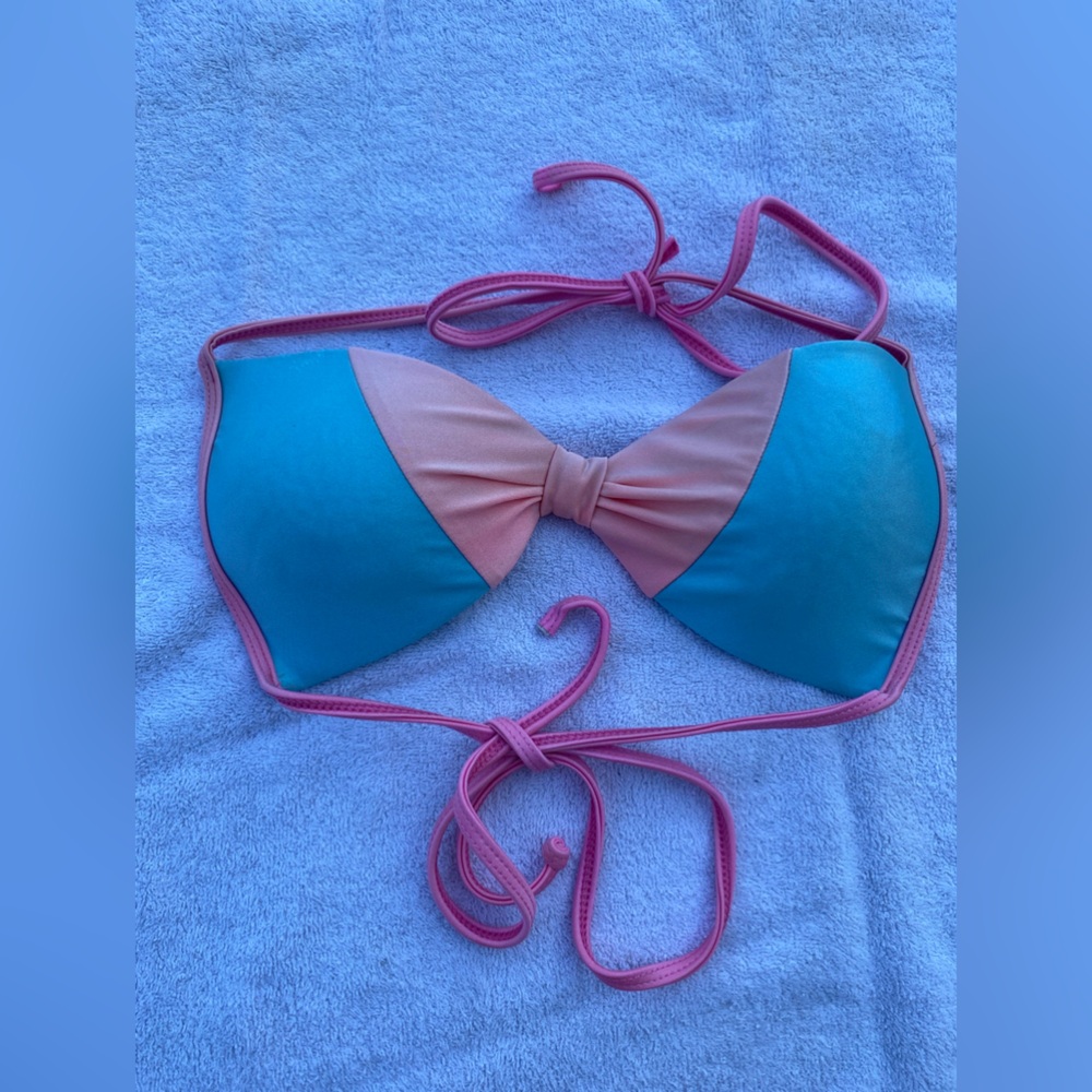Bikini Lab Vintage Pink and Blue Stylish Bikini Top Size Medium